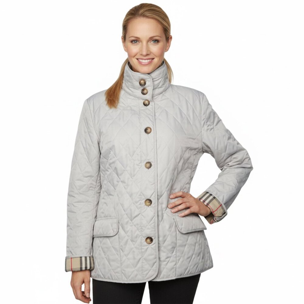Burberry London Quilted Jacket Nova Check Lining Diamond Stitch Coat England